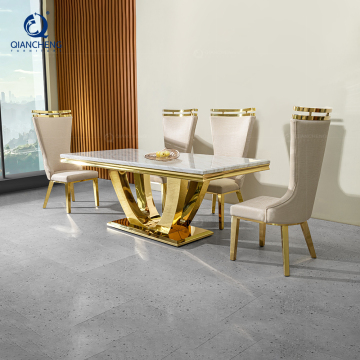 Qiancheng estilo Europa de Europa de Medio Oriente Mesa y sillas de comedor minimalista de mármol de granito
