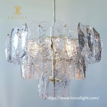 Modern concise creative custom crystal chandelier Gold brass fancy pendant light Living room dinning room crystal light