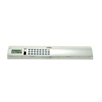 30cm ruler calculator with solar power silver color