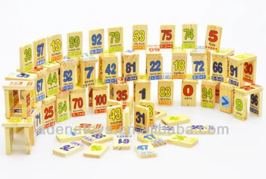 Wooden kids educational DIY Toys Arithmetic Number and Signs Dominoes