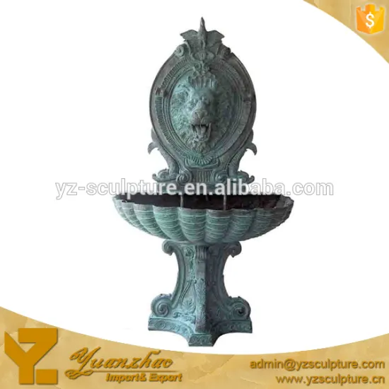 Outdoor Antique Wall Fountains of Lion Bronze&Brass