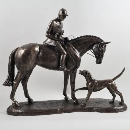 Cowboy bronze sculpture copper cheap Bronze Jockey & Horse Statue