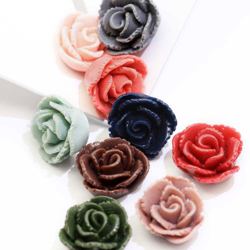 Colorful Rose Shaped Flat back Resin Beads Cabochon Handmade Craft work Decor Beads Spacer Garment Accessories