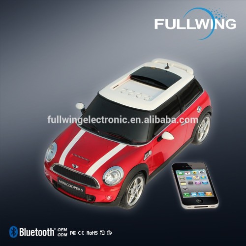 portable car audio speaker,mini cooper shape speaker , loudspeaker with fm radio&bluetooth