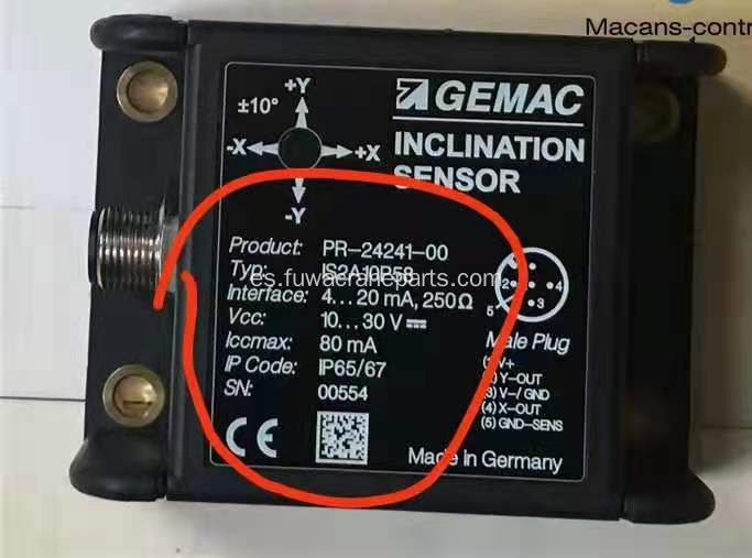 Sensor de inclinación de Gemac bidimensional