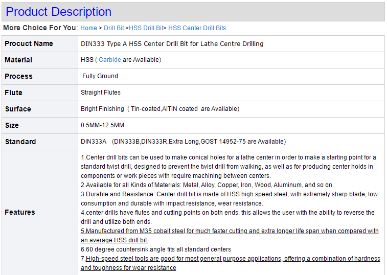 HSS Center Drill Bit 1