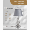 46CM Metal USB Lamp Set Grey Linen Shade