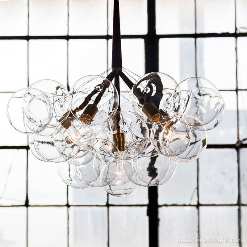 Lâmpada de pingente de vidro transparente iluminação moderna