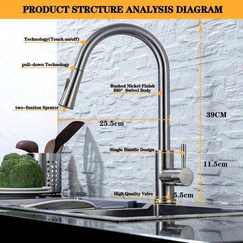 Smart Single Hole Pull-Down Sensor Touch Kitchen Faucet