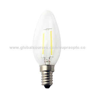 E14/1.8W LED Filament Candle Lights with >80Ra CRI, 40,000-hour Lifespan, OEM