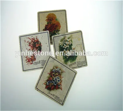 Colorful Customized White Marble Beer and Wine Cup Mat