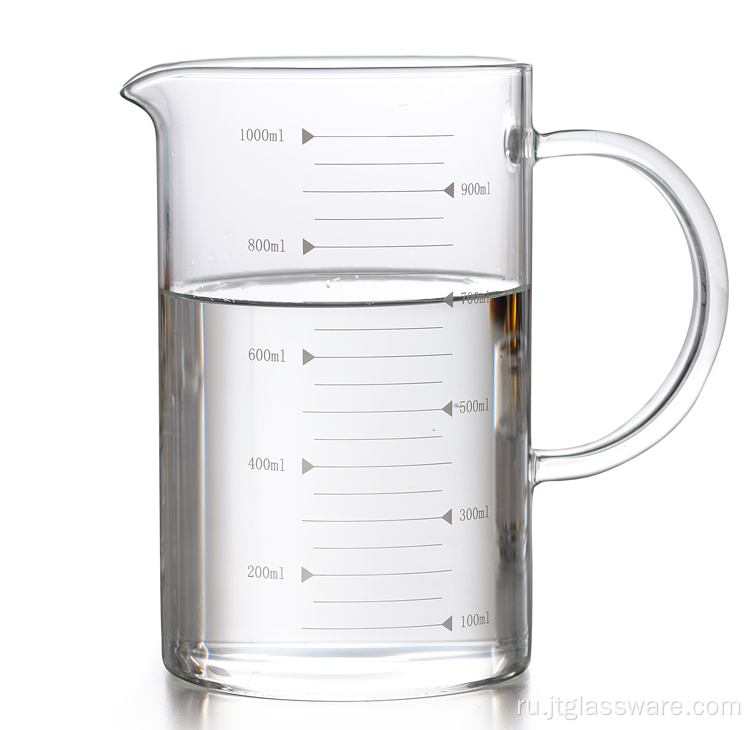 Мерная чашка для питья из прозрачного стекла с ручкой 350 мл