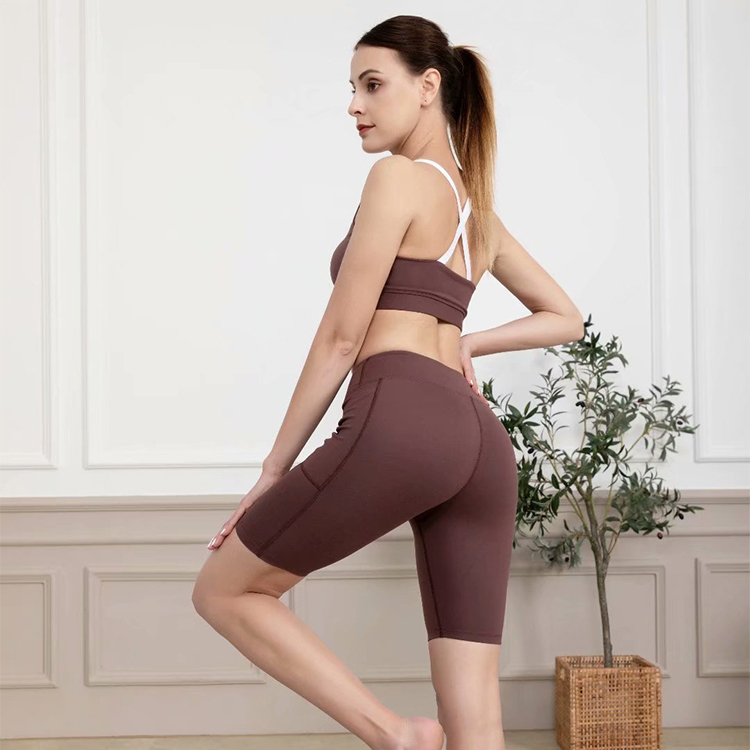 Fitness Running High Waist Women Yoga Shorts Sets