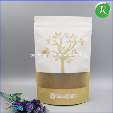 Recyclable Brown Kraft Paper Rice Bag with Square Bottom