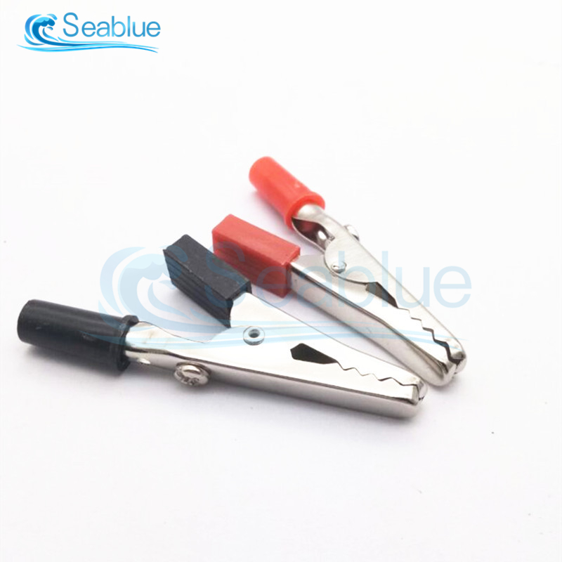 10Pcs/lot 50mm Plastic Handle Test Probe Metal Alligator Clips Connector Connect Socket Plug For Battery