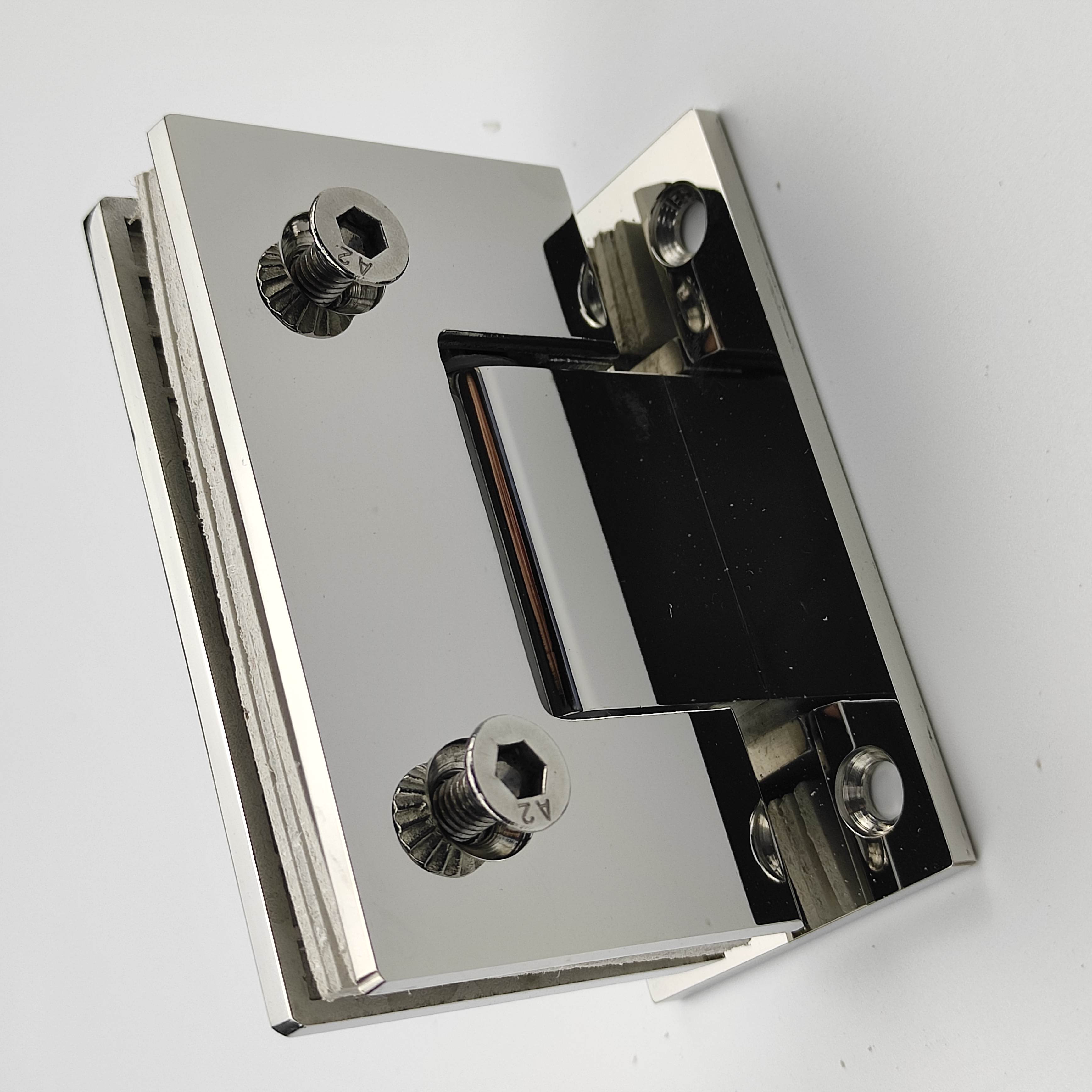 Bisagra de ducha de cierre suave de doble cara de 90 grados