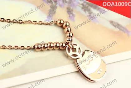 Fortune Cat rose golden color anklet with fancy design