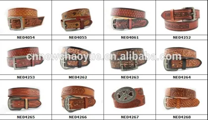 2015 New Design cowhide genuine leather men's western belt embossed belt