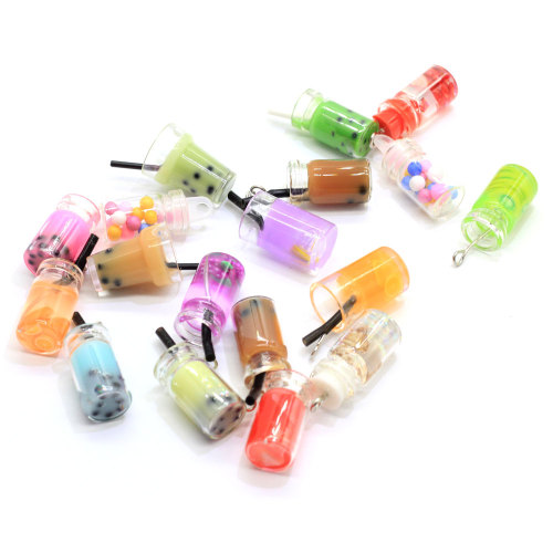 Mixture 3D Fruit Juice Bottle Design Charms 3D Boba Milk Tea Resin Pendants Earring Charm Fashion Jewelry Accessories