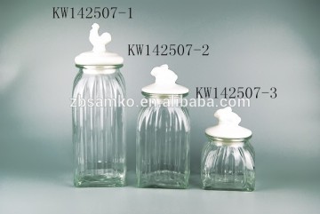 Popular daily glass storage jar with ceramic lid
