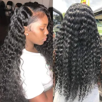 Brazilian Deep Wave Transparent 13X4 Lace Frontal Wig HD Lace Front Human Hair Wigs For Women 4X4 Deep Wave Lace Closure Wig