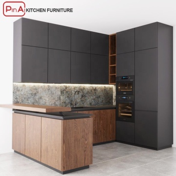 Pinai Italia Black MDF Smart PVC Kabinet Dapur Lemari Lemari