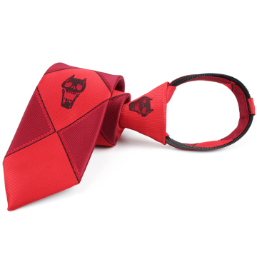 Wholesale JoJo's Bizarre Adventure Kira Yoshikage Cosplay Skull Jacquard Red Zipper Neck Tie