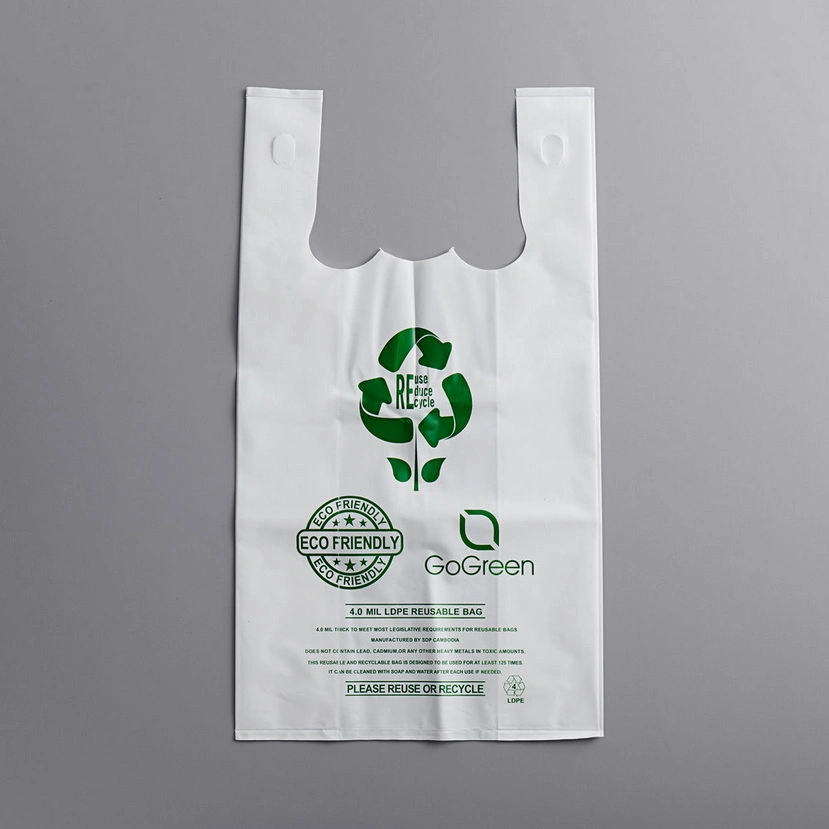 Printed White Transparent Plastic Bag with Handle