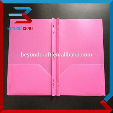poly PP plastic portfolio 2 pockets with 3 ring prongs