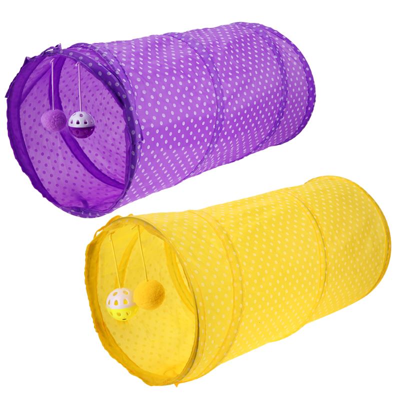 Funny Pet Cat Tunnel 2 Holes Cat Play Tubes Balls Collapsible Crinkle Kitten Dog Toys Puppy 1
