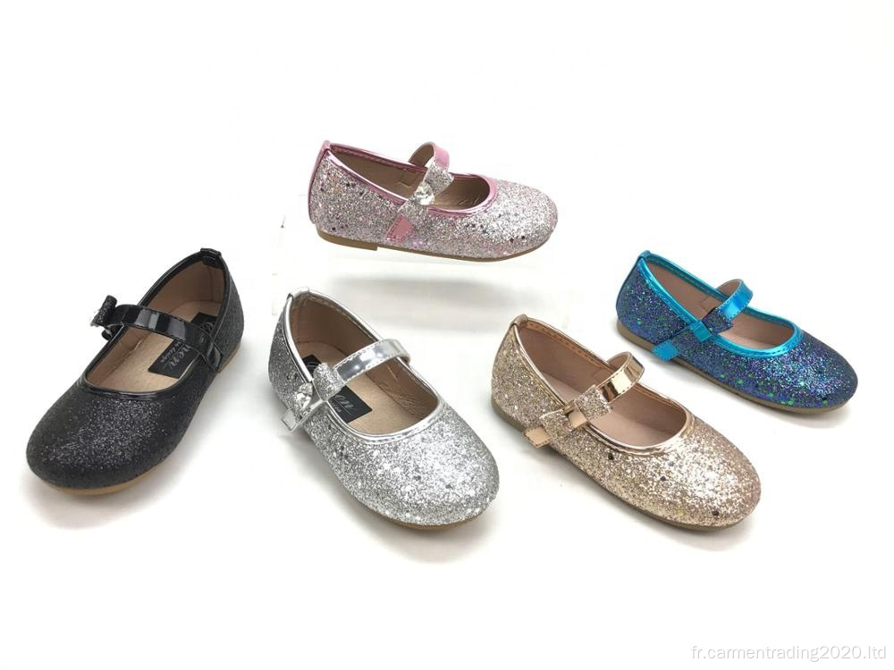 Nouvelles chaussures de dressage plates glitter pour enfants