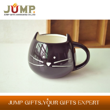 Top quality ceramic mug,hot sale ceramic cat face shaped mug