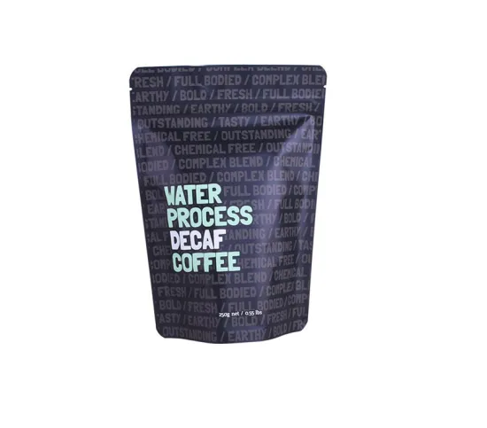 Food grade laminated stand up coffee pouch with valve and zipper