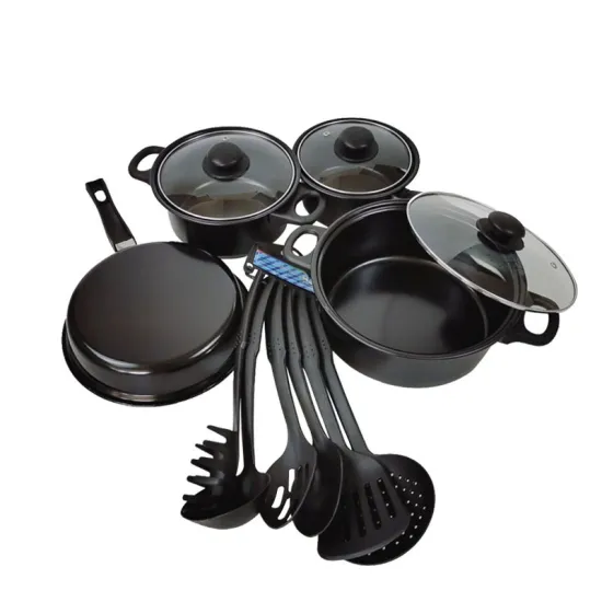 13-Piece Non-Stick Cookware Pan Kitchen Sets Including Cast Iron & Stainless Steel Pans
