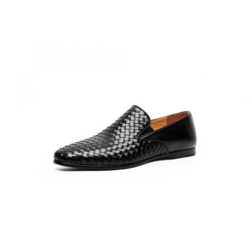 Chaussures pour hommes en cuir authentique tissu tissé