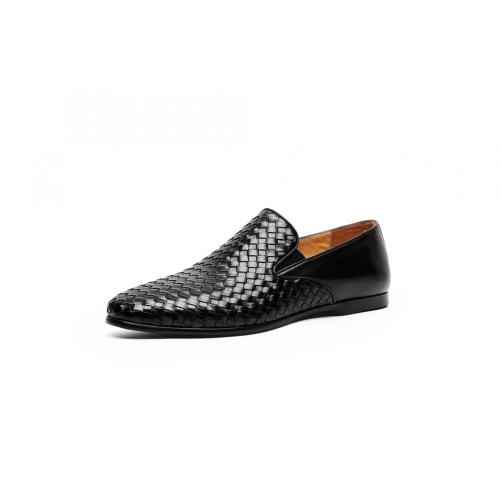 Chaussures pour hommes en cuir authentique tissu tissé