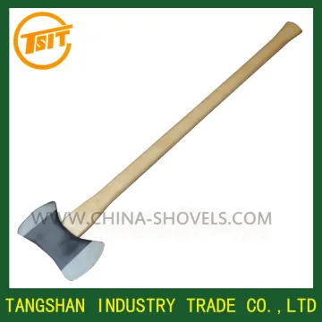 Double bit axe with wooden handle steel fire axe