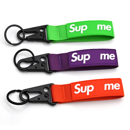 Anti-Loss PVC Patch Nylon Keychains Wrist Strap