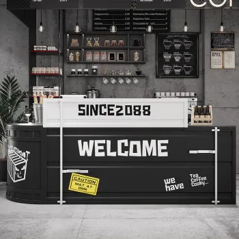 Industrial Style Barbecue and Milk Tea Shop with Creative Front Desk