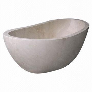 Natural Crema Marfil Marble Bathtubs, Beige Color, Oval, Polished