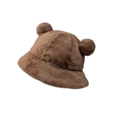 Wholesale Custom Fuzzy Plush Terry Warm Furry Bucket Hat - Pastel Winter Womens Hats
