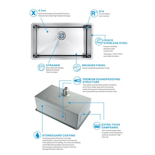 Undermount Kitchen Sink Modern Design Handmade Single Bowl Undermount Kitchen Sink Factory