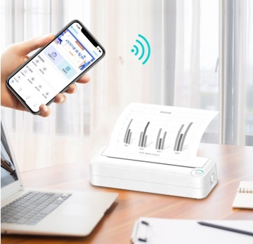 ワイヤレスBluetooth充電式A4サーマルプリンター-200DPI、ポータブル、インクレス