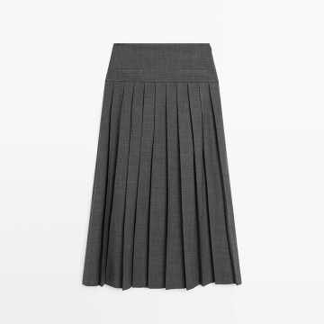 Women's elegant and sophisticated temperament, simple style box pleated skirt