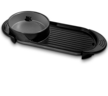 2 in 1 Multi-function 110V 2200W Cast Aluminum Electronic Smokeless Non-stick anti scratch Cooking Pan Grill With Hot Pot