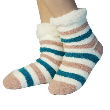 Ladies Non Slip Sherpa Plush Slipper Socks
