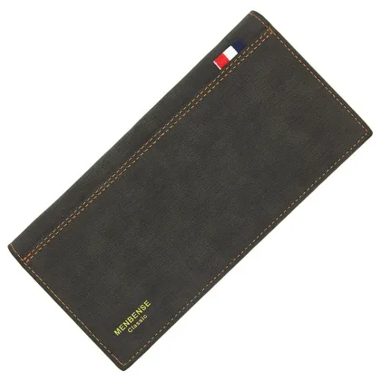 Men's PU Leather Long Wallet - Slim Design with Large Capacity Card Holder