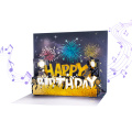Tarjeta de cumpleaños con iluminación musical de fuegos artificiales en 3D