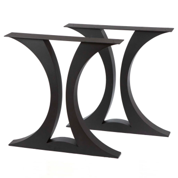 Curve Handcrafted Black Metal Table Legs and Bases