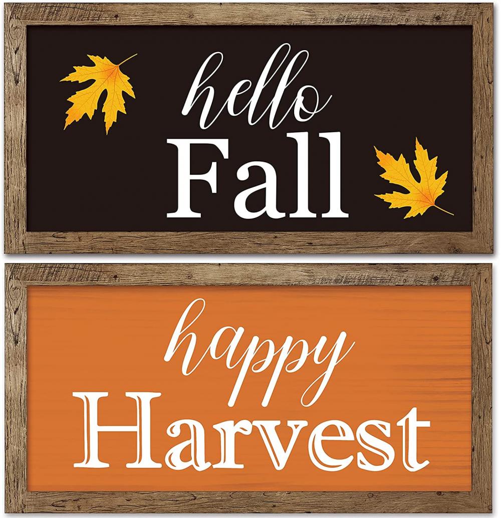 2 Pieces Thanksgiving Rustic Wood Sign